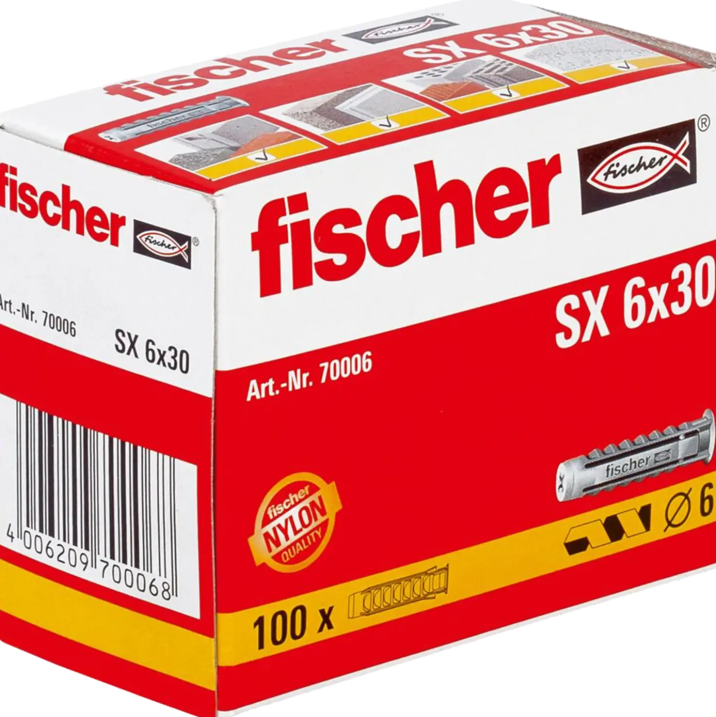 Fischer SX Green dyvel m/krave 6x30 mm 30 stk