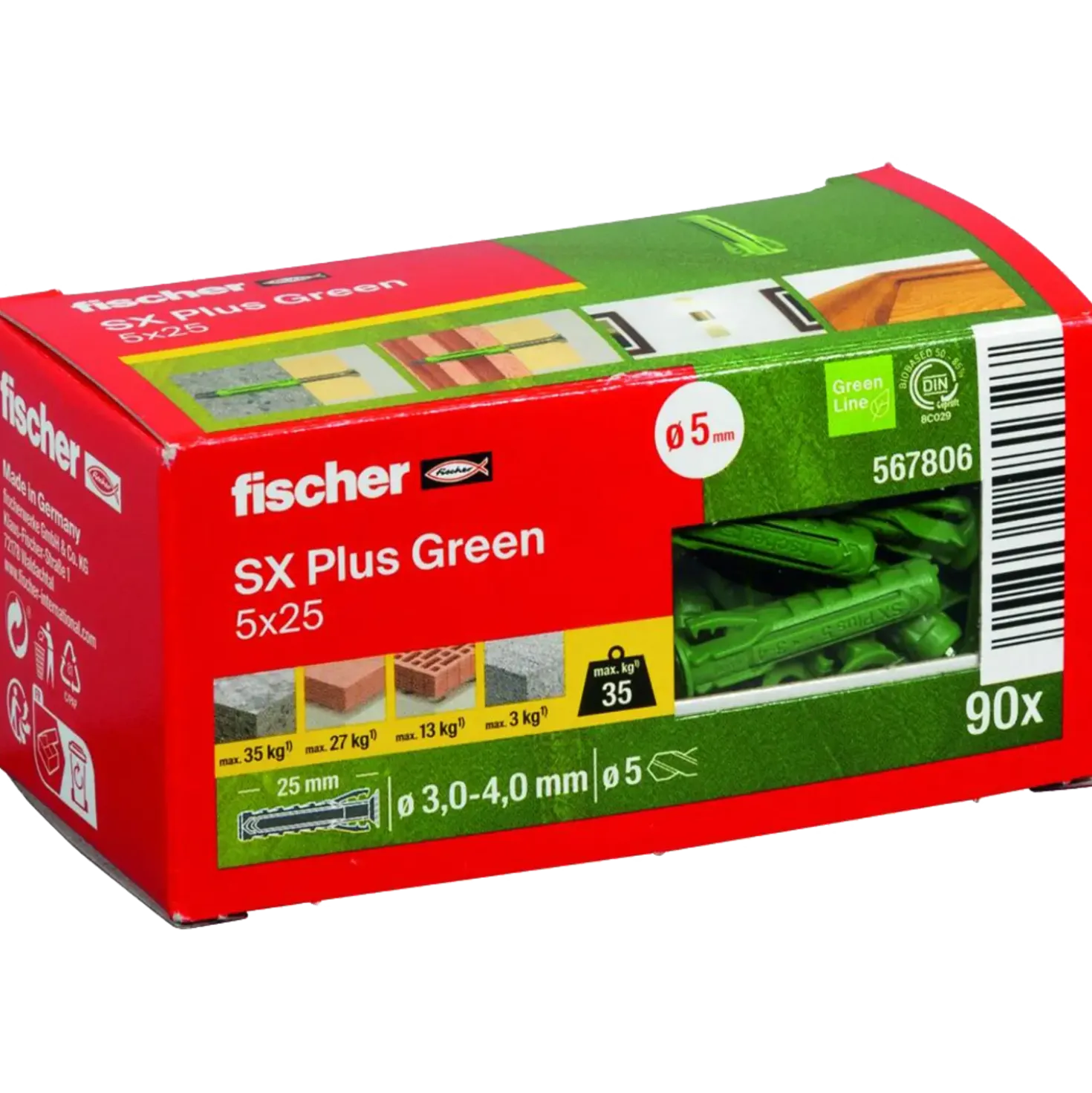 fischer SX Plus Green ekspansionsplug 5x25 mm 90 stk.