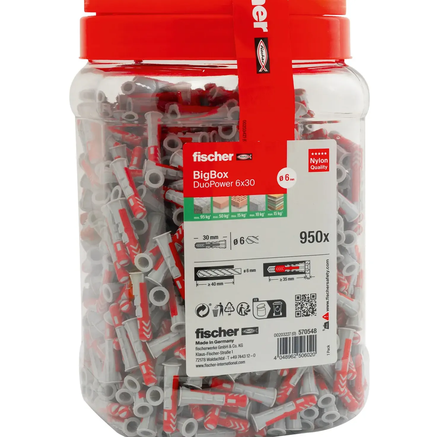 Fischer universaldybel 6x30mm 950 stk.