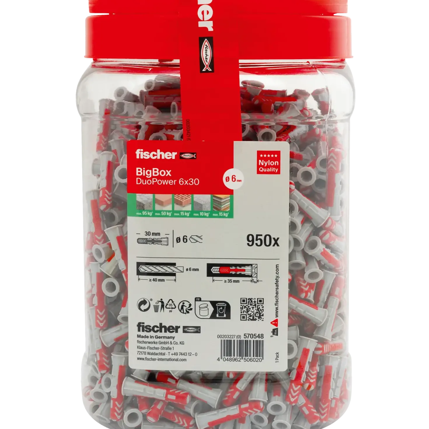 Fischer universaldybel 6x30mm 950 stk.