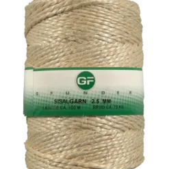 GF sisalgarn 100 m x 2,5 mm brudstyrke 70 kg