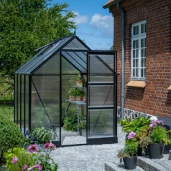 Halls ICON 6 drivhus 4,9 m² (6'x8') sort m/4 mm polycarbonat