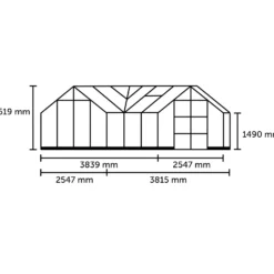 Halls ICON Gardenhouse 8 drivhus 13 m² - sort m/3 mm hærdet glas og fundament