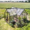 Halls ICON Gardenhouse 6 8,6 m² sort m/3 mm hærdet glas og fundament