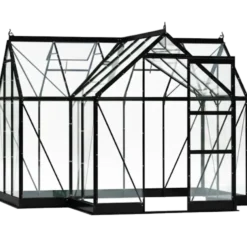 Halls ICON Gardenhouse 6 8,6 m² sort m/3 mm hærdet glas og fundament