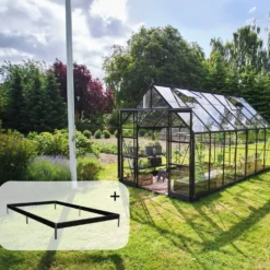 Halls ICON 8 11,2 m² sort m/3 mm delt glas og fundament