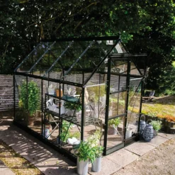 Halls ICON 6 4,9 m² sort m/3 mm delt glas og fundament