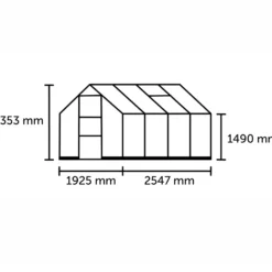 Halls ICON 6 4,9 m² sort m/3 mm delt glas og fundament