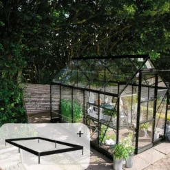 Halls ICON 6 6,1 m² sort m/3 mm delt glas og fundament
