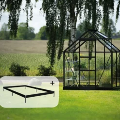 Halls ICON 6 2,5 m² sort m/3 mm delt glas og fundament