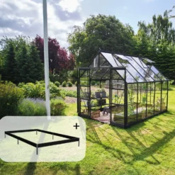 Halls ICON 8 8,1 m² sort m/3 mm hærdet glas og fundament