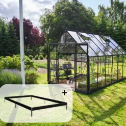 Halls ICON 8 9,7 m² sort m/3 mm hærdet glas og fundament