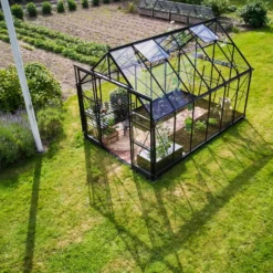 Halls ICON 8 9,7 m² sort m/3 mm hærdet glas og fundament