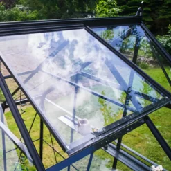 Halls ICON 8 9,7 m² sort m/3 mm hærdet glas og fundament