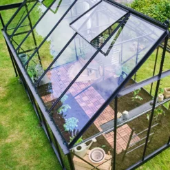 Halls ICON 8 9,7 m² sort m/3 mm hærdet glas og fundament