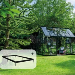 Halls ICON Planthouse 8 9.7m² sort m/3 mm hærdet glas og fundament