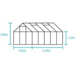 Halls Popular 106 drivhus sort med hærdet glas 6,2 m²