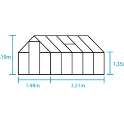 Halls Qube 610 drivhus sort med hærdet glas 6,4 m²