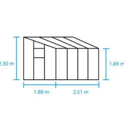 Halls Qube Lean-To 68 vægdrivhus sort med hærdet glas 4,7 m²