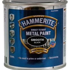 Hammerite glat-effekt metalmaling sort 250 ml