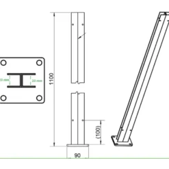 H-stolpe m/fod varmgalvaniseret 23 mm sporbredde