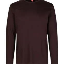 ID Interlock herre langærmet t-shirt mørk bordeaux str. 2XL