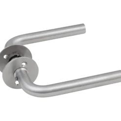 Jasa dørgreb L-form 19 mm m/massiv roset rustfrit stål