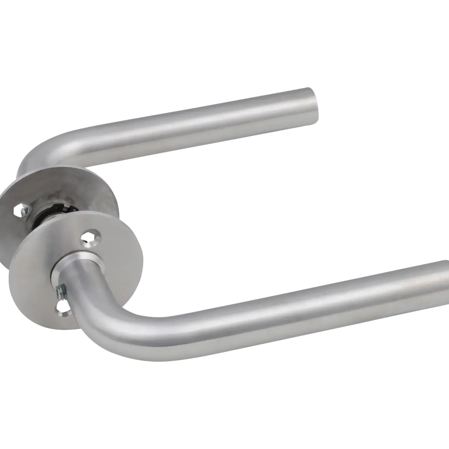 Jasa dørgreb L-form 19 mm m/massiv roset rustfrit stål
