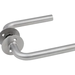 Jasa dørgreb L-form 16 mm m/massiv roset rustfrit stål