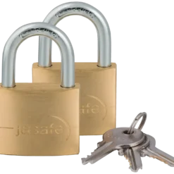 Jasafe hængelås 40 mm m/hærdet bøjle messing 2 stk