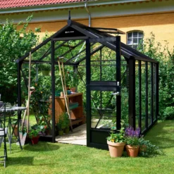 Juliana Compact 6,6 m² - drivhus antracit/sort m/3 mm hærdet glas