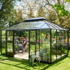 Juliana Gran Oase drivhus 13 m² antracit/sort m/3 mm hærdet glas