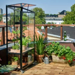 Juliana Urban City Greenhouse vægdrivhus sort med hærdet glas 0,32 m²