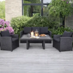 Langø sofasæt m/hynder sort