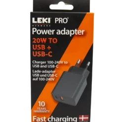 Leki PRO Adapter - 220V Netlader til USB/USB-C 20W