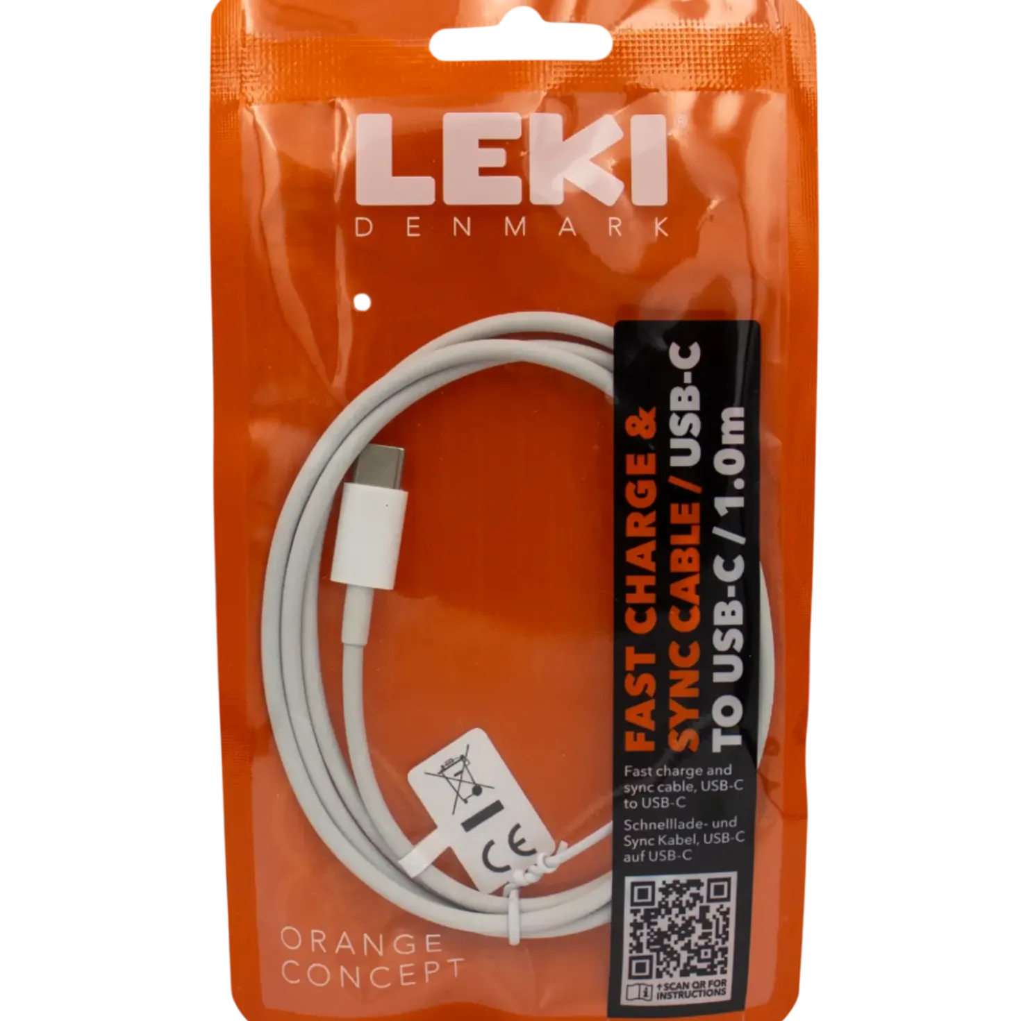 Leki PRO USB-C til USB-C kabel hvid 1 m
