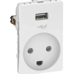LK Fuga stikkontakt m/USB-lader hvid