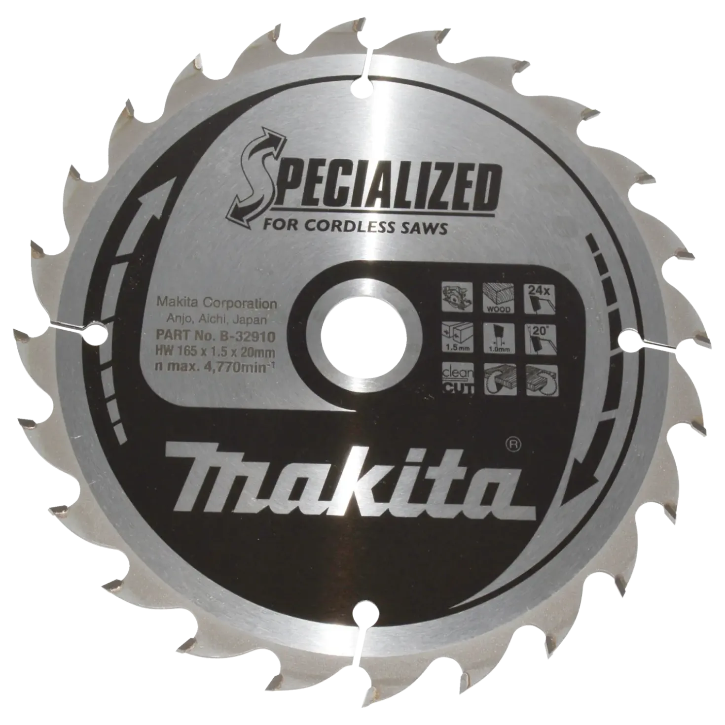 Makita B-32910 HM-savklinge Ø165 x1,5 x 20 mm 24T