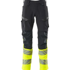Mascot Accelerate Safe bukser med knælommer mørk marine/hi-vis gul str. 82C56