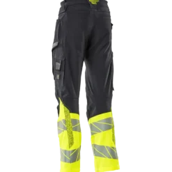 Mascot Accelerate Safe bukser med knælommer mørk marine/hi-vis gul str. 82C56
