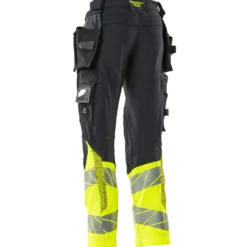 Mascot Accelerate Safe bukser med hængelommer mørk marine/hi-vis gul str. 82C50