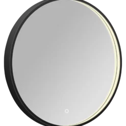 Milobad CL066 LED spejl Ø60 med sort ramme