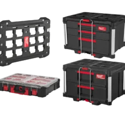 Milwaukee Packout™ sæt bilpakke 2 m/monteringsplade, 2 kufferter og organizer