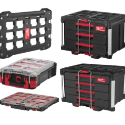Milwaukee Packout™ sæt bilpakke 3 m/sortimentskasse, kuffert og trolley