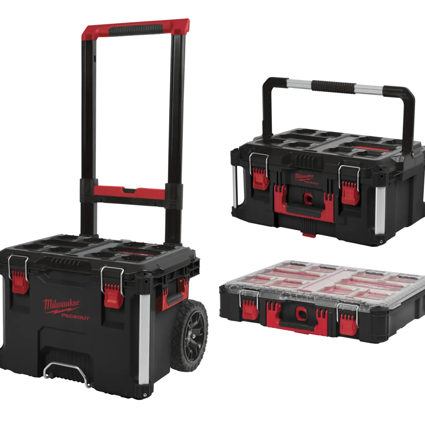 Milwaukee Packout™ sæt m/sortimentskasse, kuffert og trolley