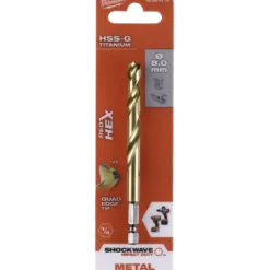 Milwaukee Red Hex shockwave™ HSS-Tin metalbor 8 mm