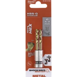 Milwaukee Red Hex shockwave™ HSS-Tin metalbor 4 mm
