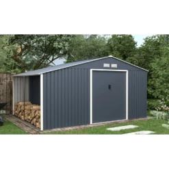Mogens redskabsskur med dobbeltdør og halvtag, 12,95 m²