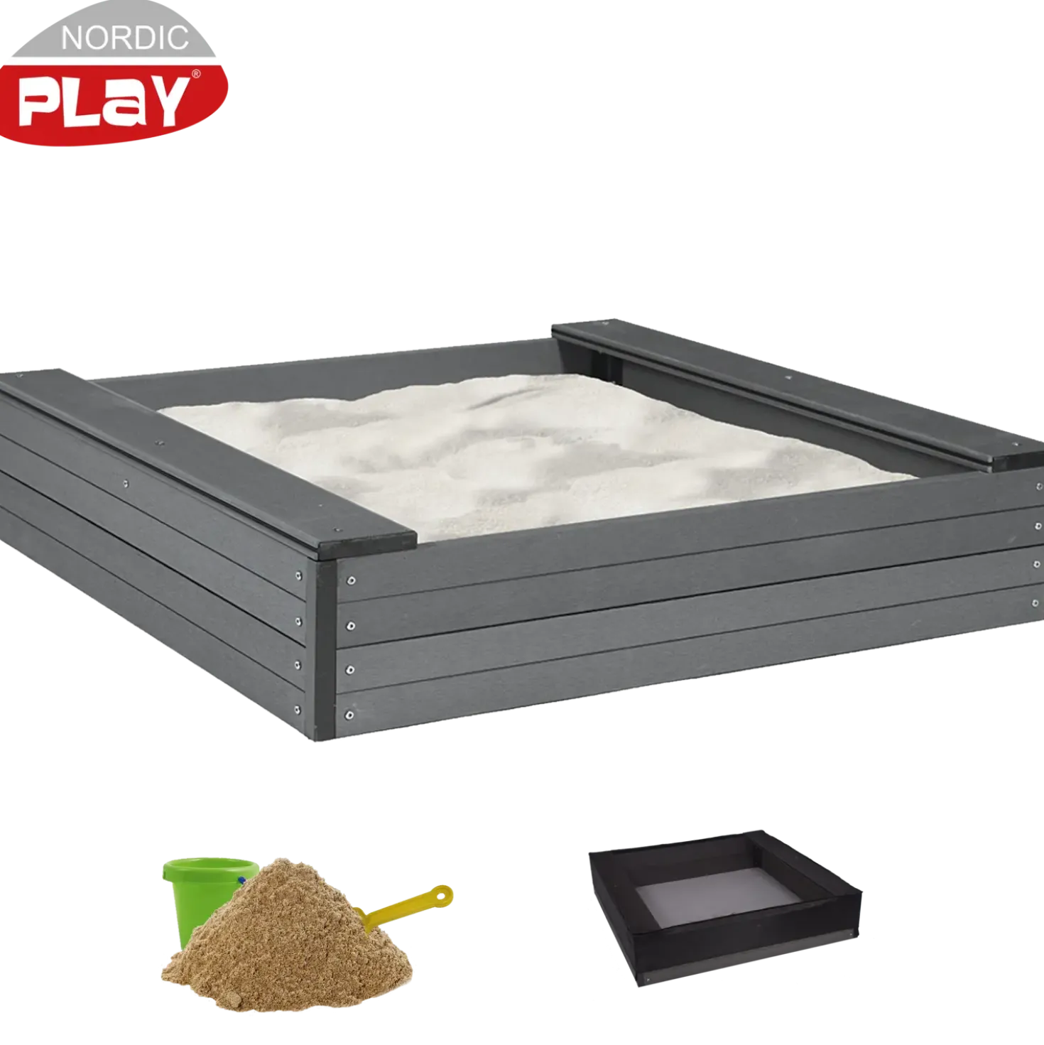 Nordic play sandkasse WPC inkl. 240 kg. sand + net 120x120 cm