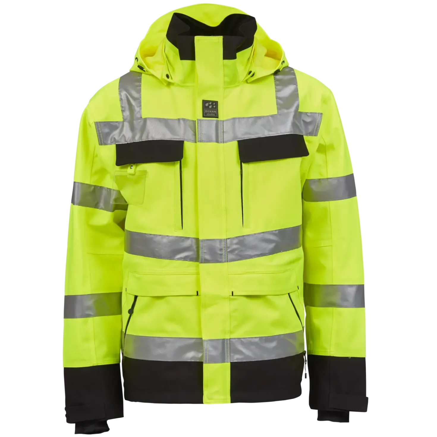 Ocean Åbo Stretch vandtæt arbejdsjakke herre hi-vis gul/sort str. M